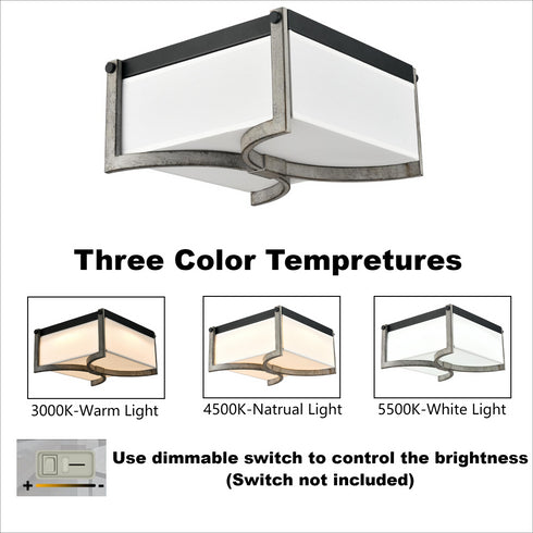 Industrial Flush Mount Ceiling Light White Dimmable LED Ceiling Light
